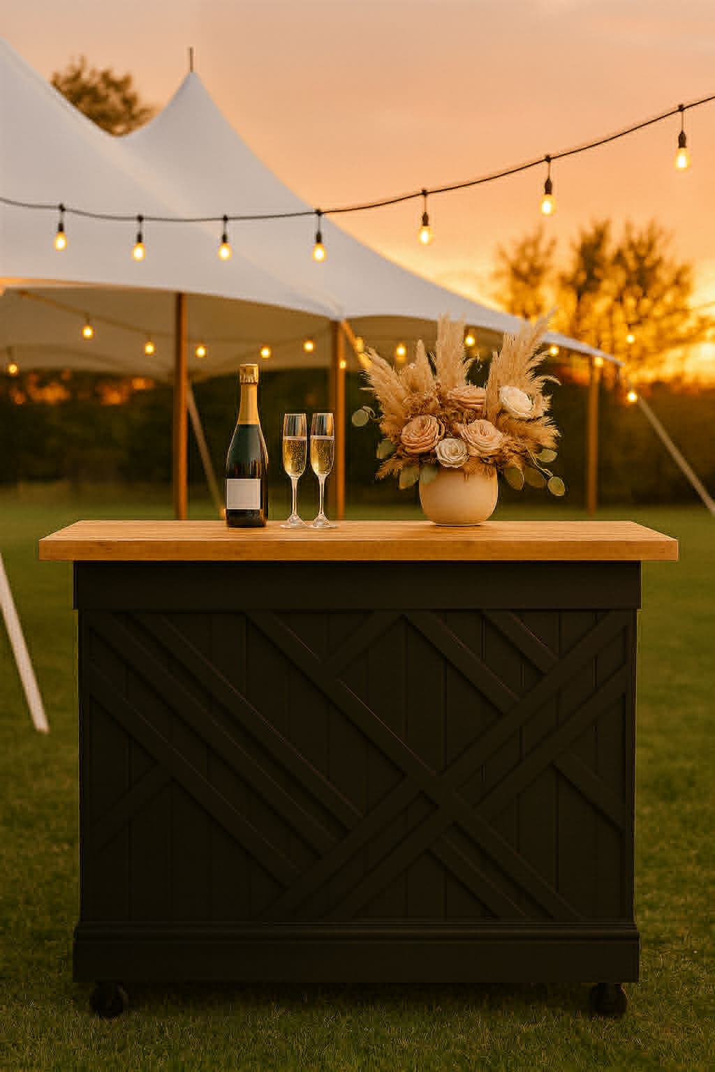 The Onyx mobile bar at an elegant outdoor event